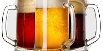 Glass mugs of beer for beverages