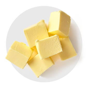 Cubes of butter for food.